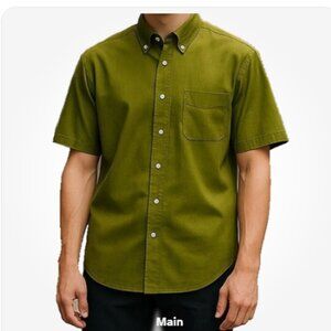 Lane’s Men’s Button Down Shirt Sz L 16-16.5 Green Short Sleeve Pocket